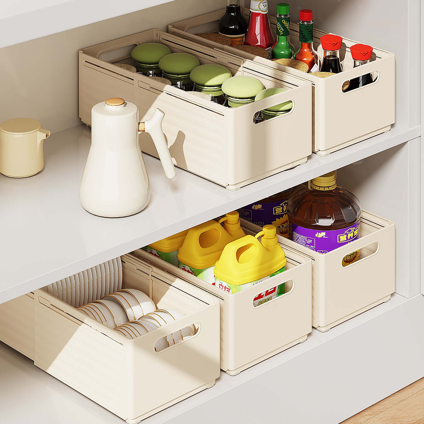 【橱柜大救星！】可伸缩收纳盒