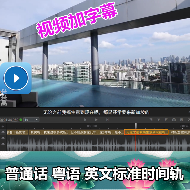 普通话粤语英文 专业听配字幕加字幕服务 视频添加字幕