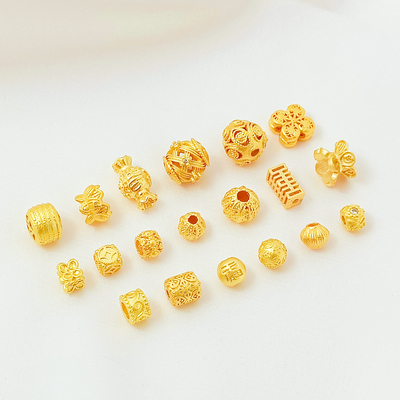 铜镀18K沙金福字莲花糖果隔珠