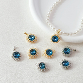 强保色18K包金镶锆海洋之心吊坠手工DIY珍珠挂件手链项坠吊饰配件