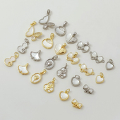 强保色18K包金粘贝母蝴蝶结银杏叶葫芦桃心吊坠手工DIY手链项坠