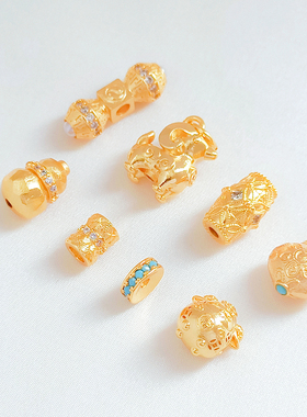 24K包金蛮腰金刚杵切面葫芦桶珠