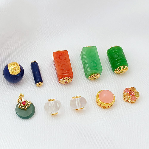 天然水晶算盘青金石红翡碧玺桶珠