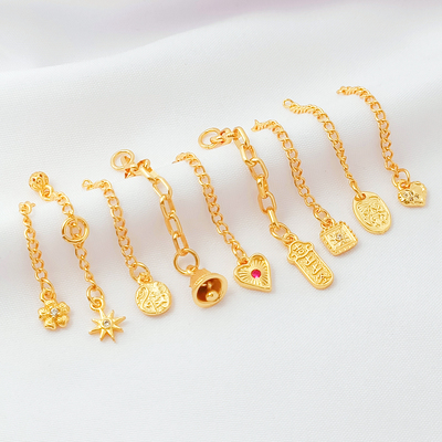 强保色24K包金尾链爱心延长链