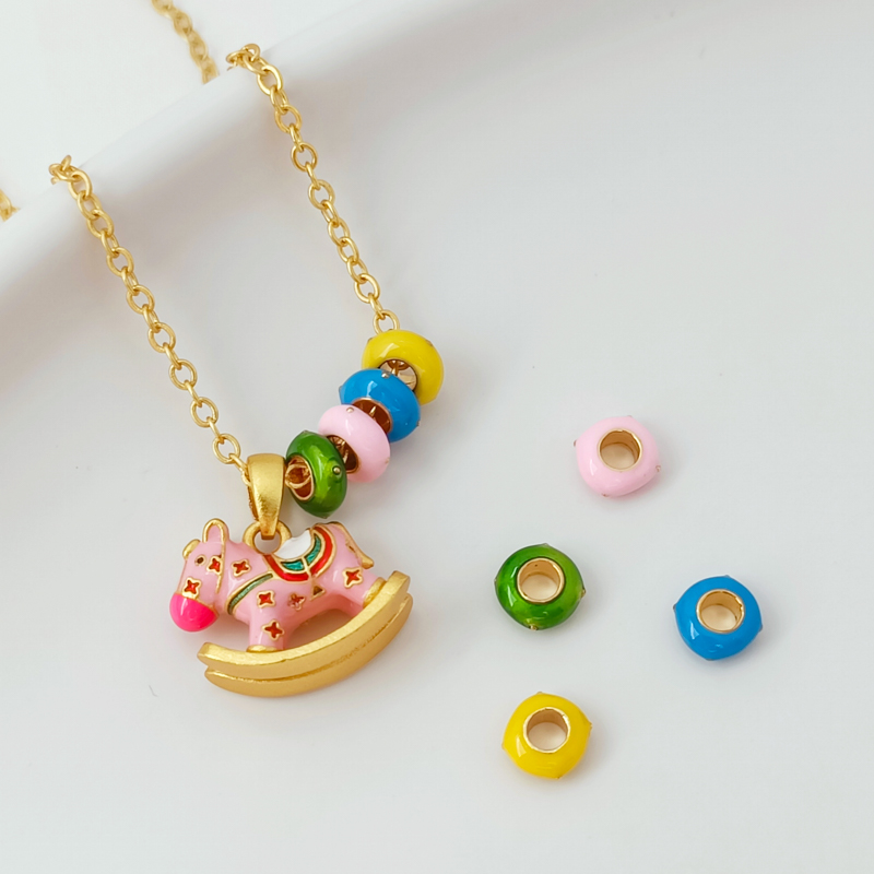 铜镀金彩虹烧蓝手链项链配饰18K