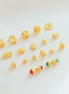 18K包金铜镀金保色桶形方形异形散珠DIY手链项链配件手工饰品材料