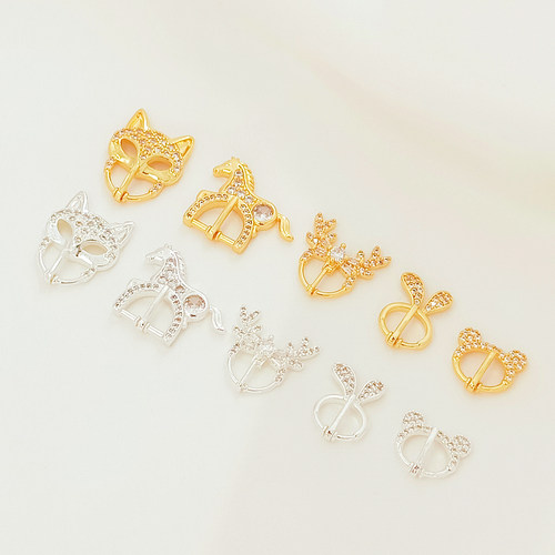 镶锆马小熊麋鹿狐狸面具表带扣