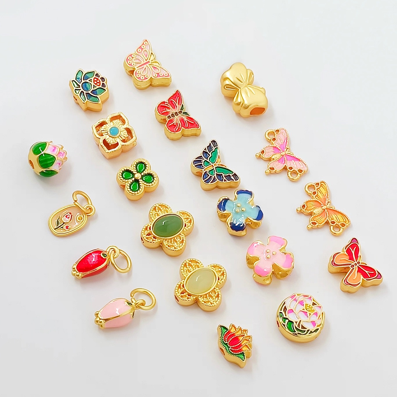 蝴蝶花苞四叶草保色手链首饰配件