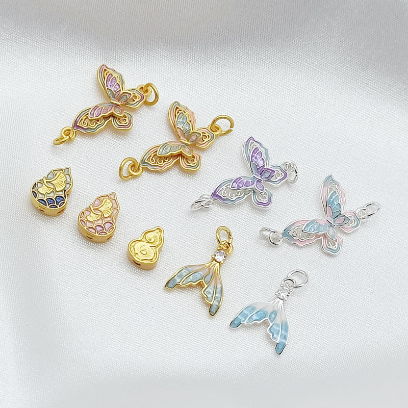 强保色银18K沙金双吊渐变蝴蝶银杏叶葫芦鱼尾吊坠手工DIY手链项坠,饰品/流行首饰/时尚饰品新,其他DIY饰品配件,淘宝优惠券,粉丝福利购,淘宝优惠卷