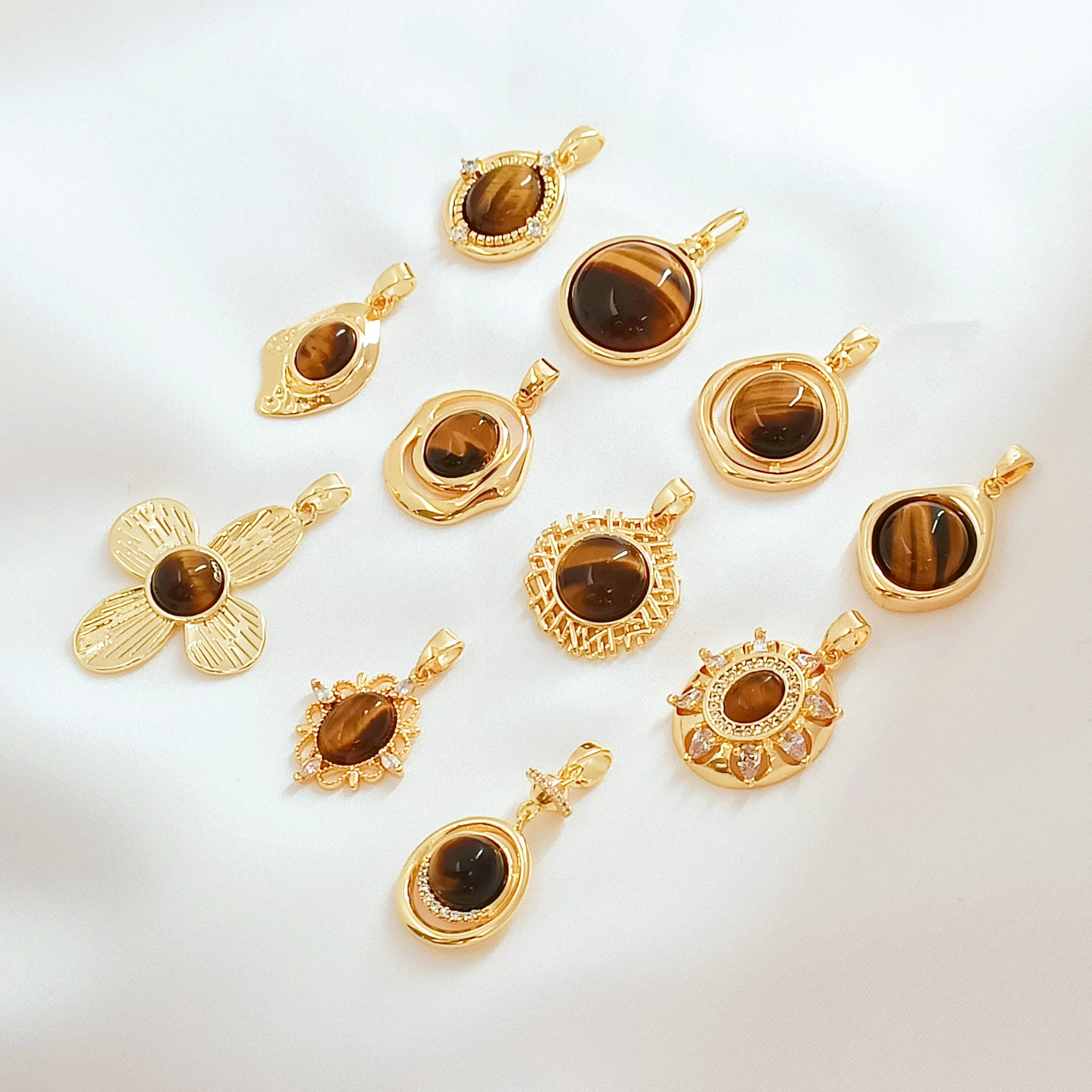 14K包金保色镶嵌虎眼石粘戒面吊坠DIY手工饰品配件多造型小吊坠,饰品/流行首饰/时尚饰品新,其他DIY饰品配件,淘宝优惠券,粉丝福利购,淘宝优惠卷