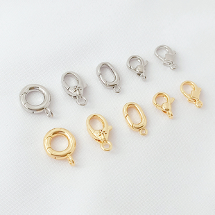 强保色14K包金弹簧扣圆扣活扣手链扣项链扣头diy收尾扣链接扣配件