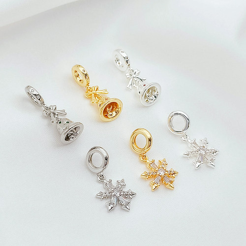 18K包金镶锆石雪花流苏吊坠