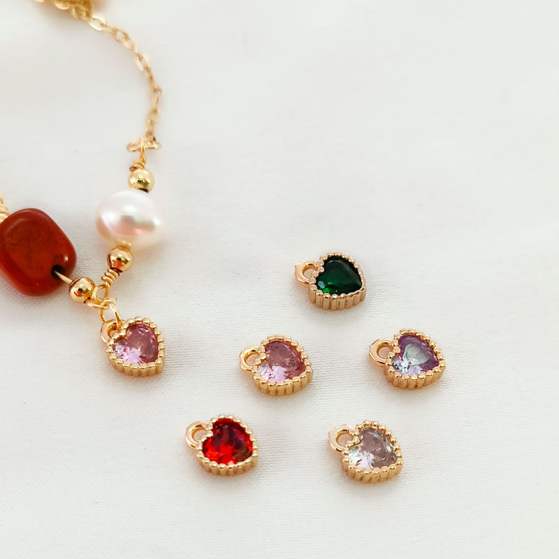 14K包金保色桃心锆石小吊坠5mm小爱心手链项链挂件手工DIY饰品配,饰品/流行首饰/时尚饰品新,其他DIY饰品配件,淘宝优惠券,粉丝福利购,淘宝优惠卷