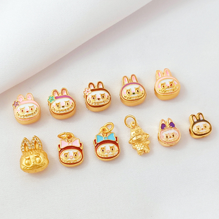 强保色18K沙金滴油珐琅彩拉布布吊坠手工diy手链项链饰品配件