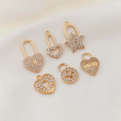 镶锆爱心锁形14K包金保色520桃心