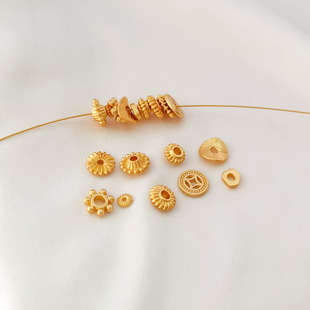 古法金保色配件哑金飞蝶片隔片钱币扭曲片不规则片串珠DIY饰品配