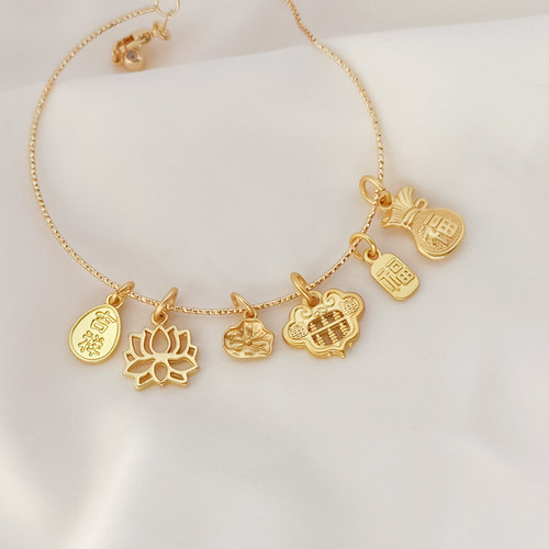 哑金吉祥如意福袋算盘莲花荷叶