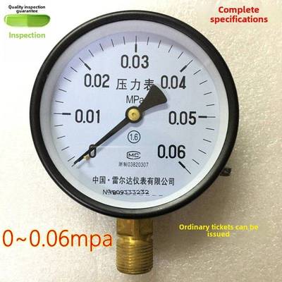 雷尔达6普0k0pa压力微压气压Y100通压力表水压0.表6mpaY-100正品