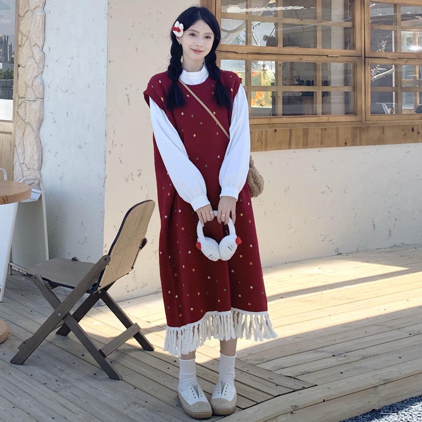 大码女装胖mm秋冬新款提花流苏背心连衣裙甜美森系宽松针织裙套装,女装/女士精品,大码套装,淘宝优惠券,粉丝福利购,淘宝优惠卷