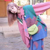 大码 胖mm宽松遮肉减龄显瘦毛衣文艺三件套 套装 女装 中国风秋冬新款