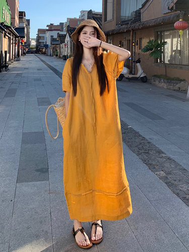 大码女装夏季宽松遮肉显瘦连衣裙