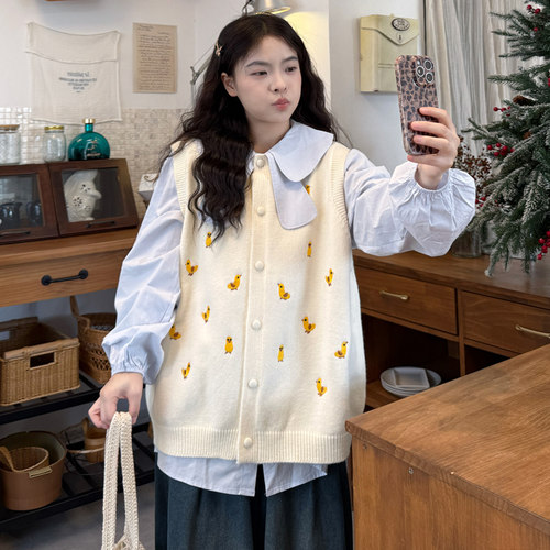 宽松遮肉减龄显瘦针织马甲三件套