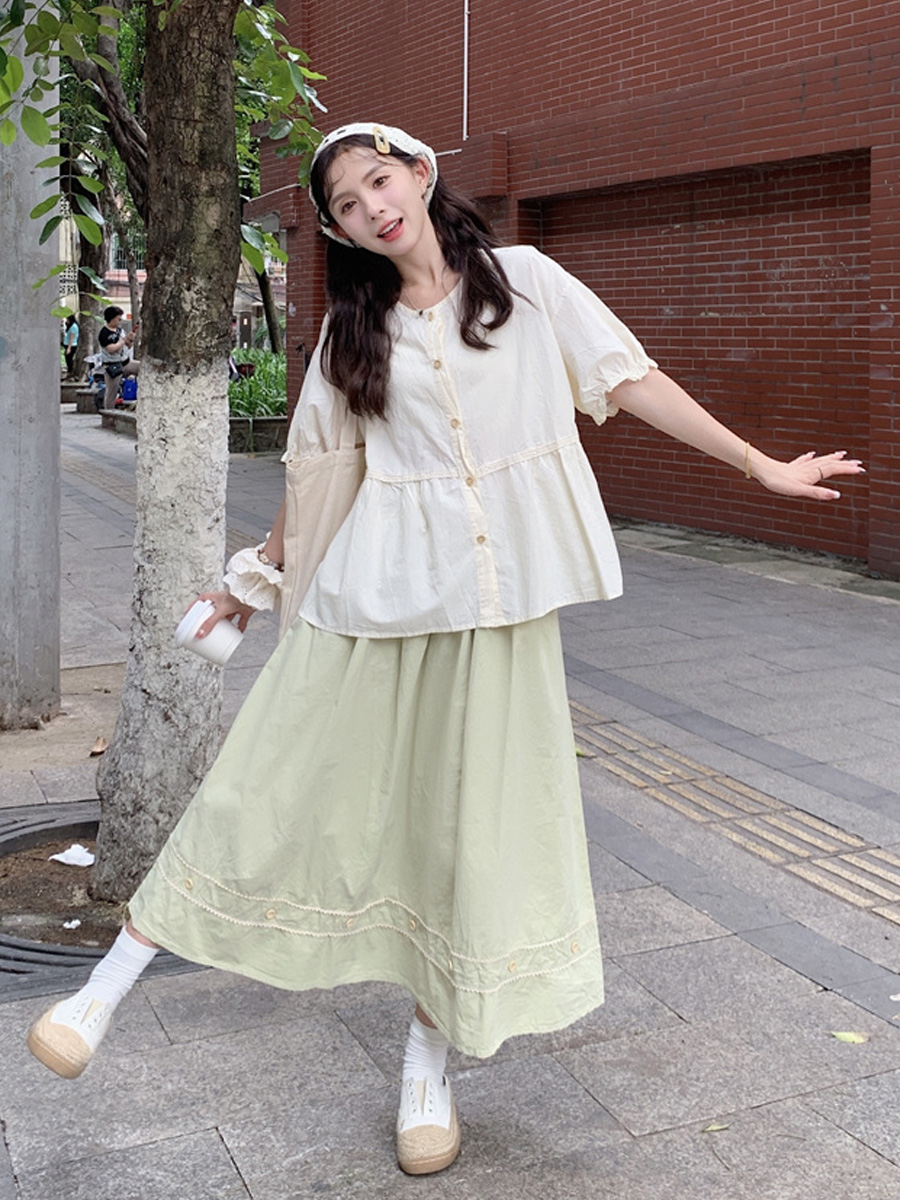 大码女装夏季宽松遮肉显瘦两件套
