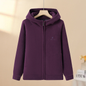 绒衣 连帽加绒卫衣加厚妈妈上衣大码 中老年女装 秋冬摇粒绒外套开衫