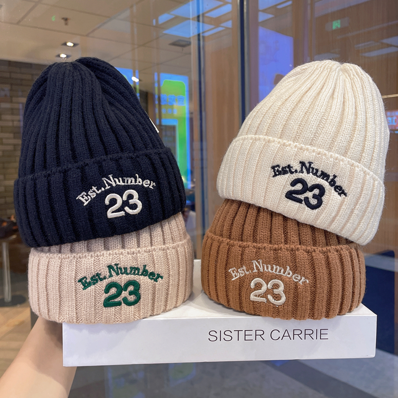 韩版ins儿童帽子秋冬男童字母针织毛线帽 女童保暖护耳宝宝套头帽