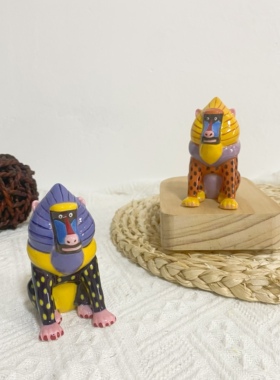 狒狒3D立体手绘陶瓷调味瓶胡椒瓶桌面小摆件设计师款山魁家居装饰
