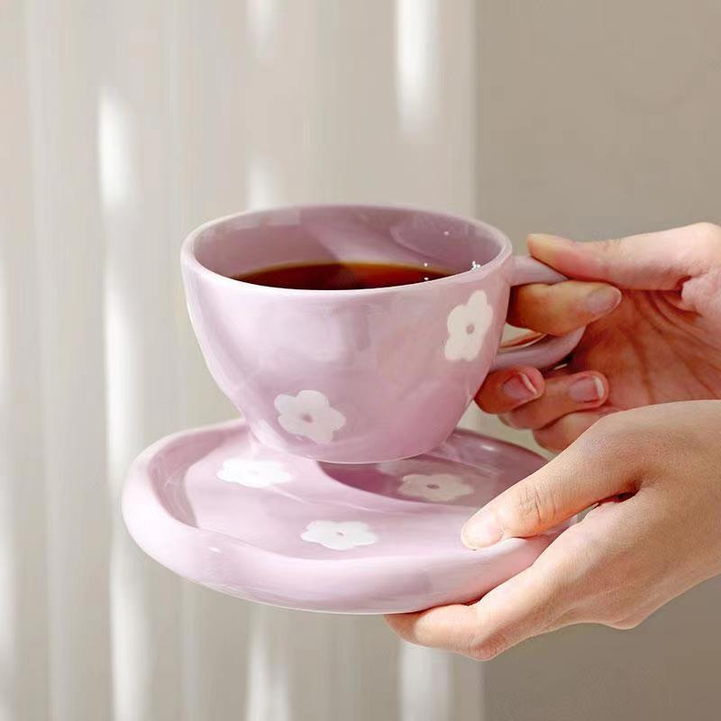 陶瓷咖啡杯套装办公家用客厅创意个性男女点心陶瓷茶杯带碟子