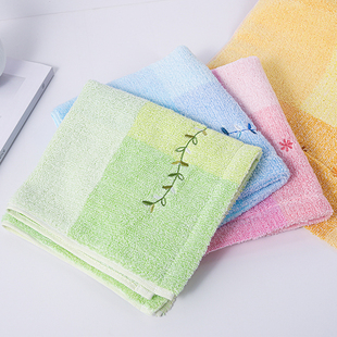 uchino内野无捻纱方格纯棉方巾柔软吸水可爱提花成人洗脸毛巾家用