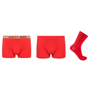 【红品礼盒】爱慕先生本命年男士红色含蛋白质内裤2件+袜子1双