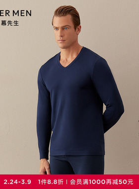Aimer Men爱慕先生20AW牛奶丝绒暖衣秋冬保暖内衣V领长袖NS72D472
