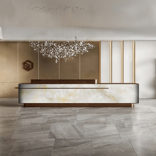 酒店大厅收银台吧台高端定制轻奢公司前台接待台民宿宾馆接待桌