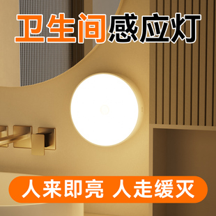 卫生间专用感应灯人来即亮人走即灭夜间防水厕所人体感应小夜灯