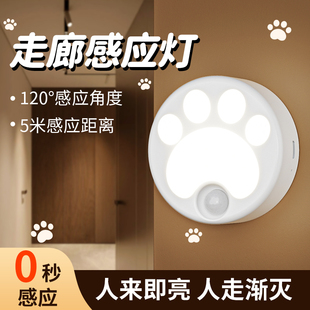 走廊感应灯免接线夜间充电款不插电自动人来即亮人走缓灭声控楼道