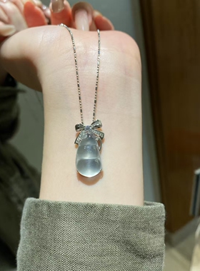 天然水沫玉福豆吊坠S925银项链女款小众设计轻奢高级百搭送礼