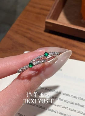 天然A货翡翠s925银戒指女款时尚百搭饰品礼物送女友