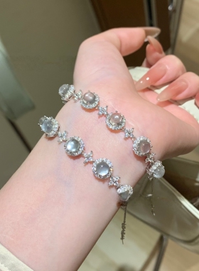 天然水沫玉S925纯银手链时尚轻奢小清新设计款女款送证书礼盒