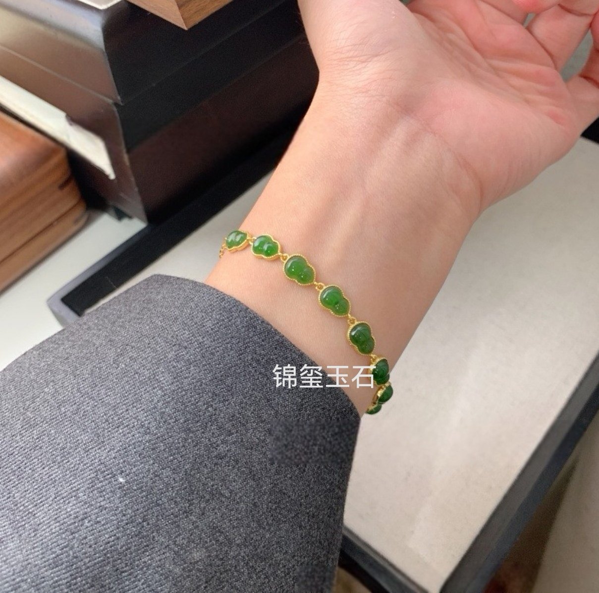 天然和田碧玉葫芦手链女高级感S银饰手链