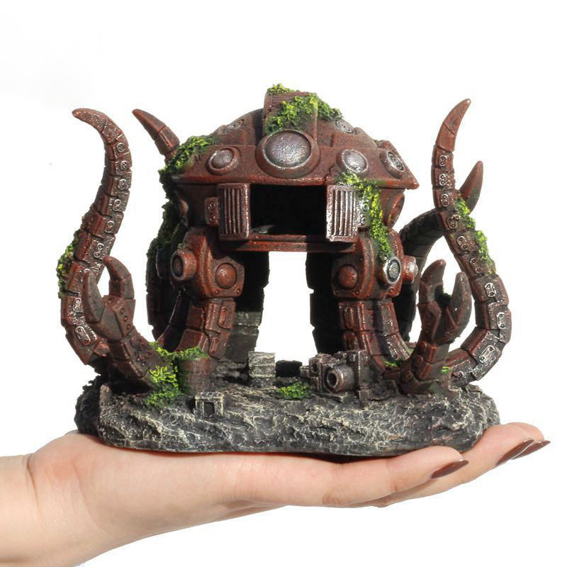 鱼缸造景创意树脂机器章鱼造景观景汽车人机器狗变形金刚装饰摆件