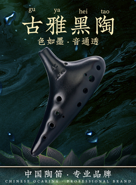 tng陶笛乐器12孔专业陶笛乐器12孔ac陶笛儿童十二孔陶笛曲谱黑陶