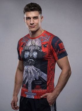 搏击运动速干T恤MMA短袖跑步肌肉锻炼UFC综合格斗训练泰拳散打男