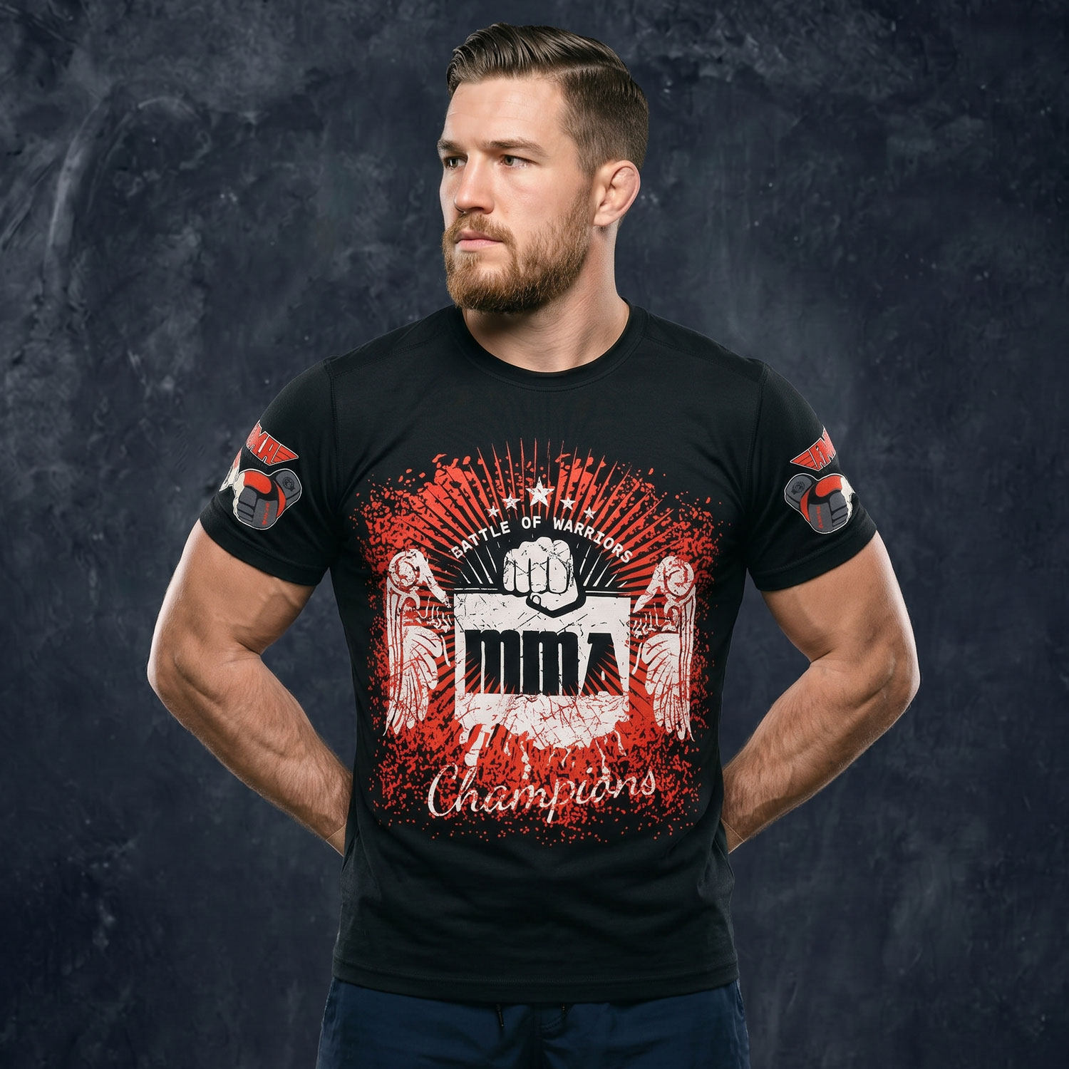短袖T恤棉MMA搏击健身肌肉运动训练UFC综合格斗泰拳散打武术跑步
