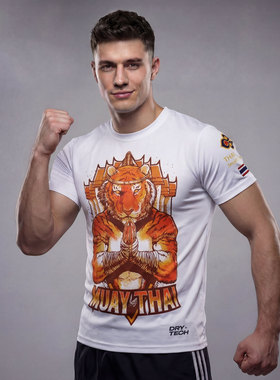 柔猴MMA搏击运动弹力T恤UFC综合格斗训练健身老虎播求泰拳短袖夏