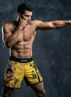 MMA格斗李小龙搏击柔术男训练泰拳击UFC踢拳短裤耐磨速干健身跑步