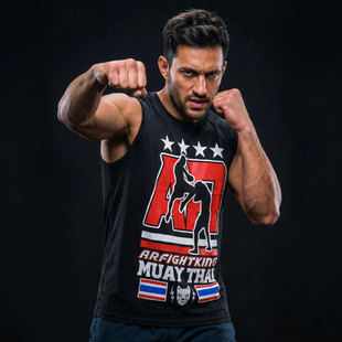 柔猴泰拳击运动无袖棉搏击背心UFC男运动播求健身速干格斗MMA训练