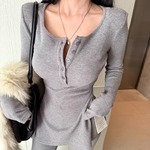 ALA韩版2025冬季新款时尚气质显瘦磨毛长袖T恤+休闲百搭长裤套装