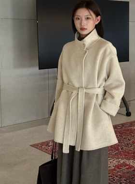 MOOTEA抹茶家2025秋冬季新款韩版气质休闲宽松立领长袖羊毛外套女